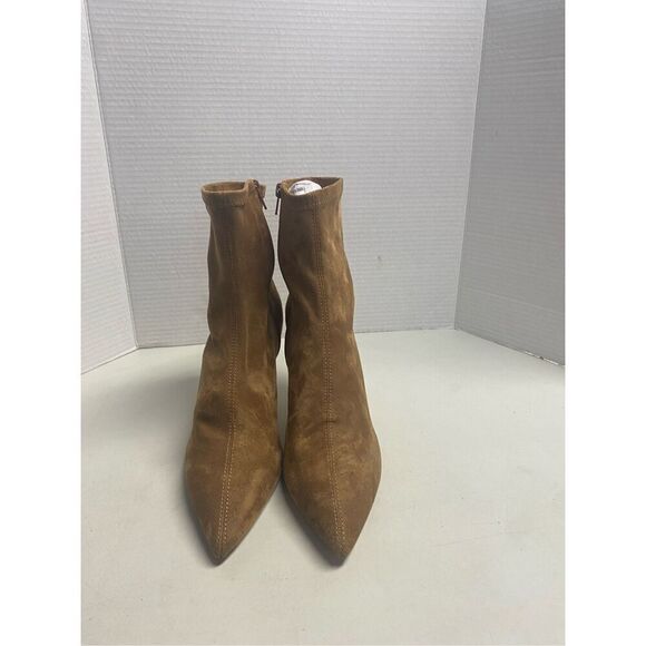 JUST FAB Khloy Stretch Stiletto Booties Tan Slip On Size 9.5 New With Box - Picture 10 of 12